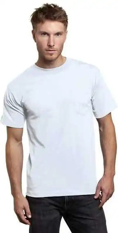 Bayside 7100 Usa Made Short Sleeve t Shirt with a Pocket White