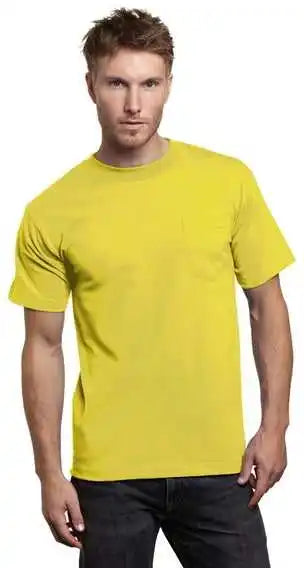 Bayside 7100 Usa-made Short Sleeve T-shirt with a Pocket - Yellow