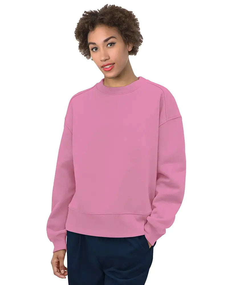 Bayside 7702 Women’s Usa-made Fleece Crewneck Sweatshirt - Bubble Gum