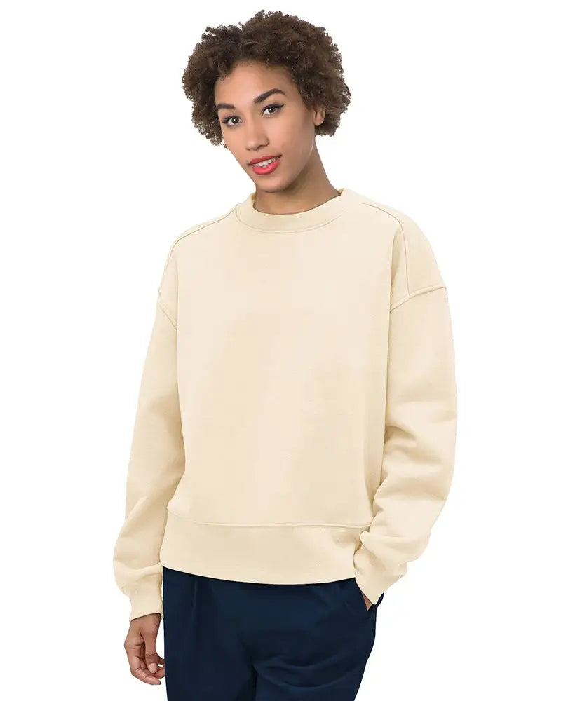 Bayside 7702 Women’s Usa-made Fleece Crewneck Sweatshirt - Cream