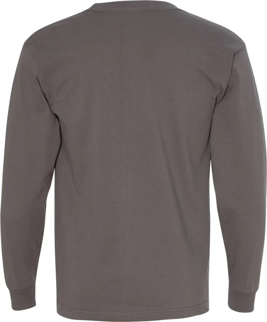 Bayside 8100 Usa-made Long Sleeve Pocket T-shirt - Charcoal