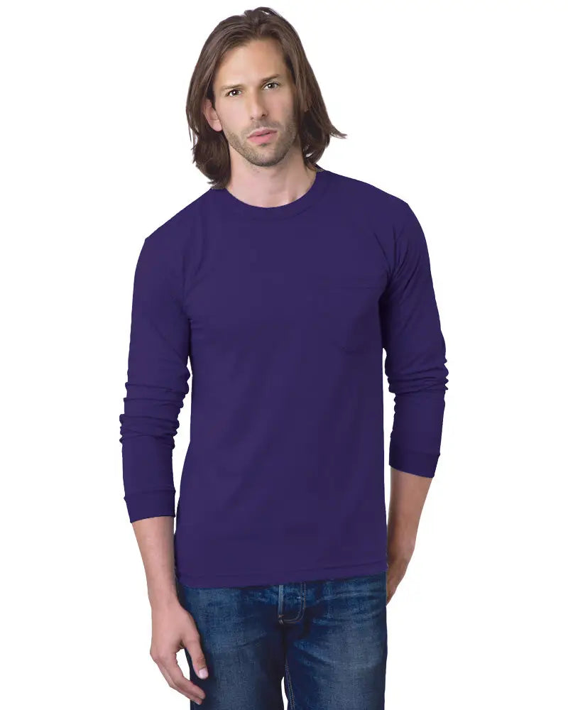 Bayside 8100 Usa-made Long Sleeve Pocket T-shirt - Purple