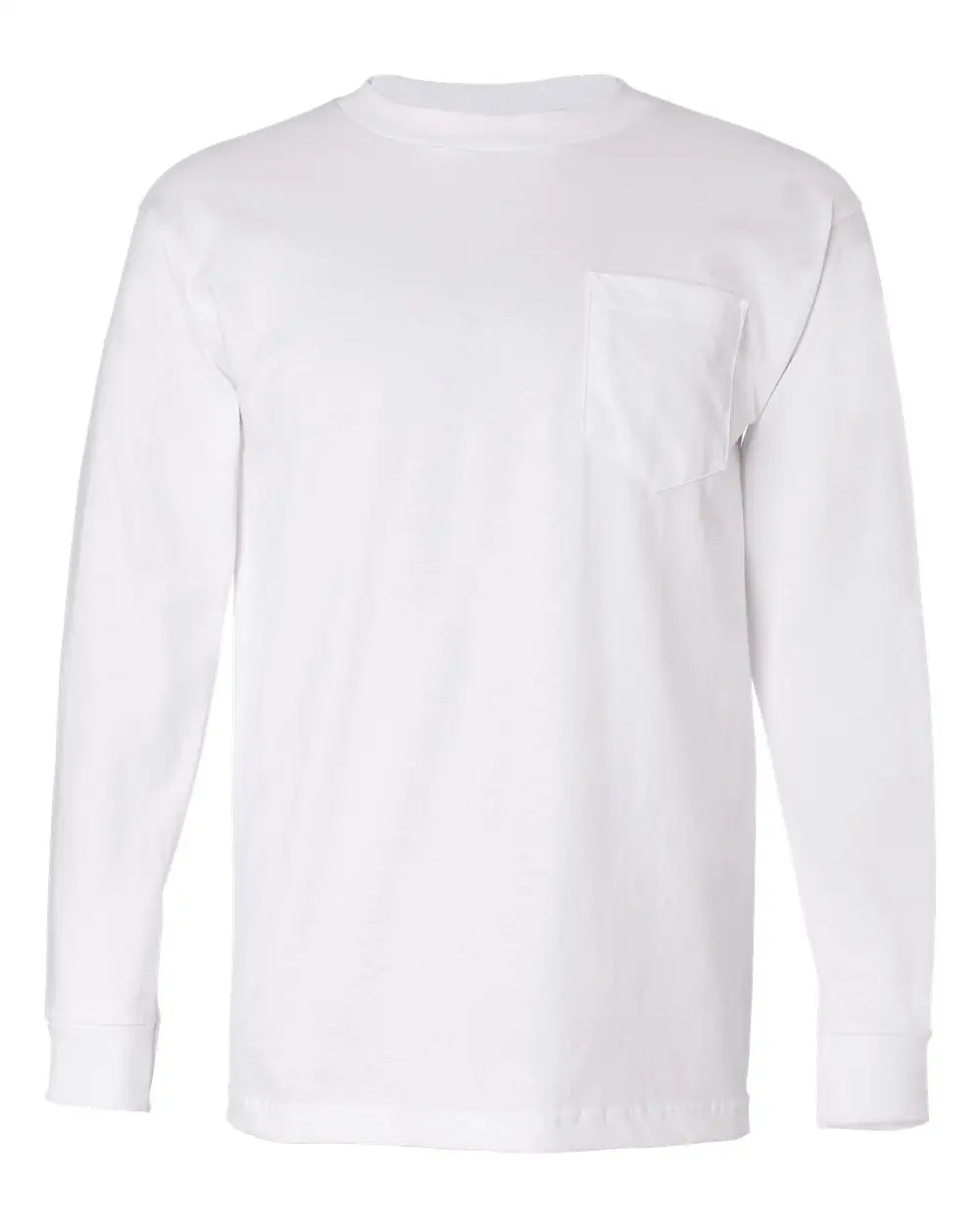 Bayside 8100 Usa-made Long Sleeve Pocket T-shirt - White