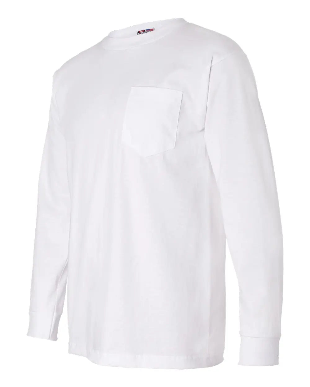 Bayside 8100 Usa-made Long Sleeve Pocket T-shirt - White - s