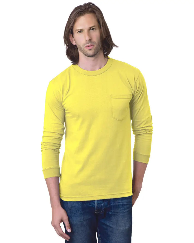 Bayside 8100 Usa-made Long Sleeve Pocket T-shirt - Yellow