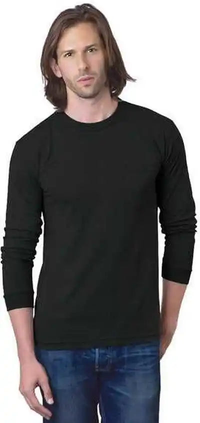 Bayside 8100 Usa-made Long Sleeve T-shirt with a Pocket - Black