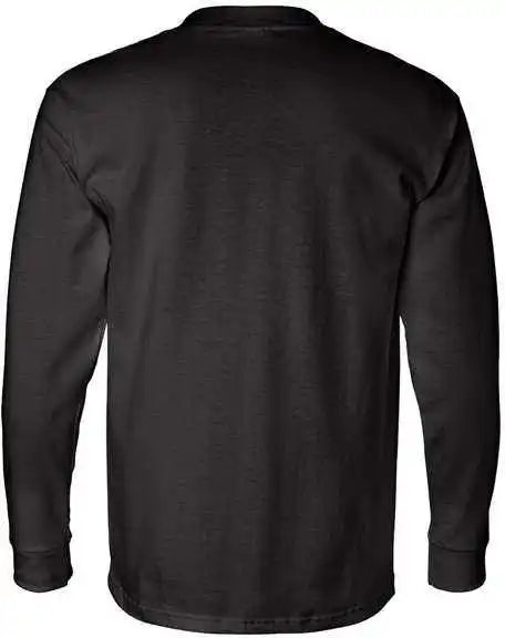 Bayside 8100 Usa Made Long Sleeve t Shirt with a Pocket Black