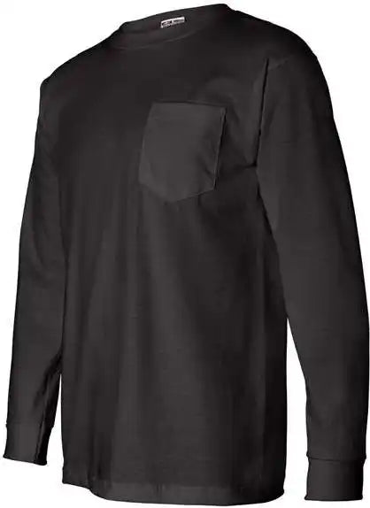 Bayside 8100 Usa-made Long Sleeve T-shirt with a Pocket - Black