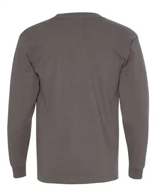 Bayside 8100 Usa Made Long Sleeve t Shirt with a Pocket Charcoal