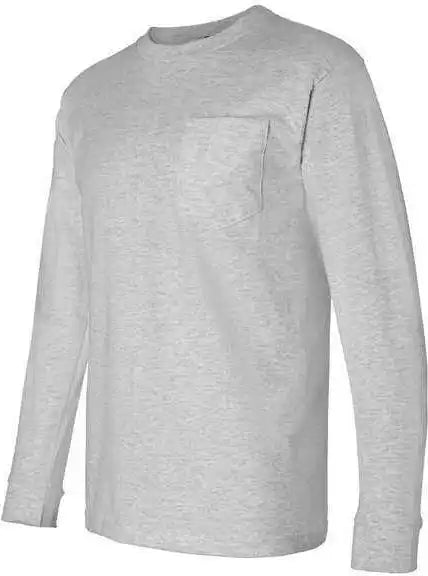 Bayside 8100 Usa-made Long Sleeve T-shirt with a Pocket - Dark Ash