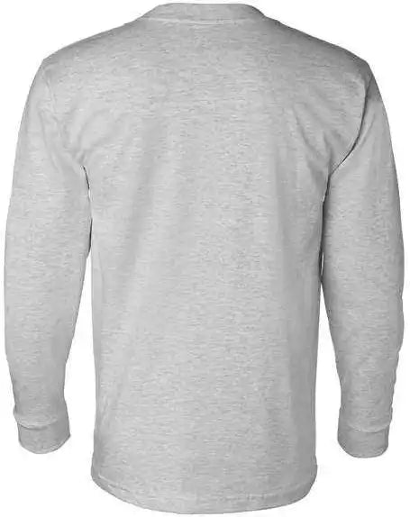 Bayside 8100 Usa Made Long Sleeve t Shirt with a Pocket Dark Ash