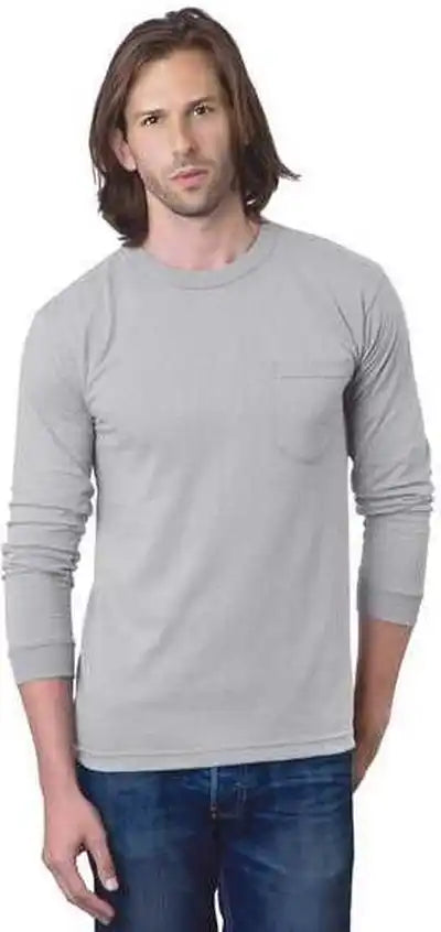 Bayside 8100 Usa-made Long Sleeve T-shirt with a Pocket - Dark Ash