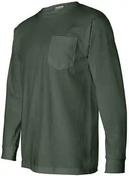Bayside 8100 Usa-made Long Sleeve T-shirt with a Pocket - Forest Green