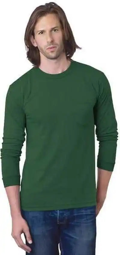 Bayside 8100 Usa-made Long Sleeve T-shirt with a Pocket - Forest Green