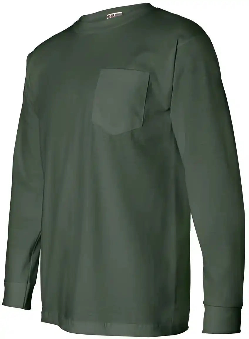 Bayside 8100 Usa Made Long Sleeve t Shirt with a Pocket Forest Green