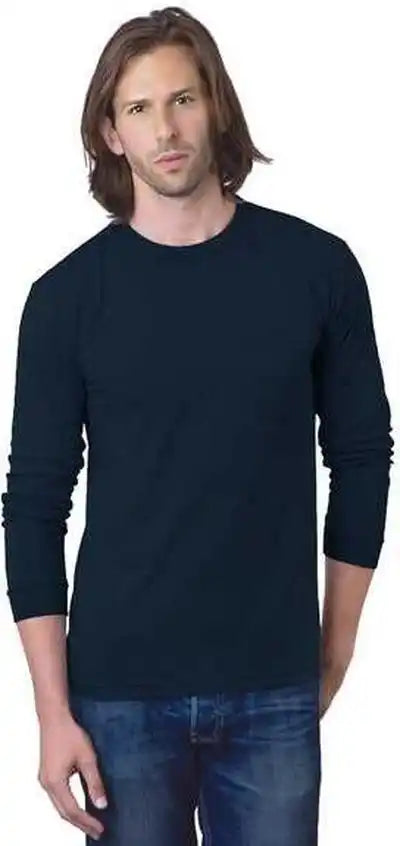 Bayside 8100 Usa Made Long Sleeve t Shirt with a Pocket Navy
