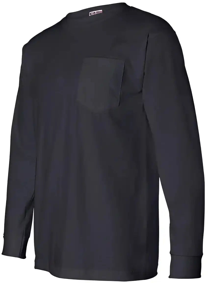 Bayside 8100 Usa Made Long Sleeve t Shirt with a Pocket Navy