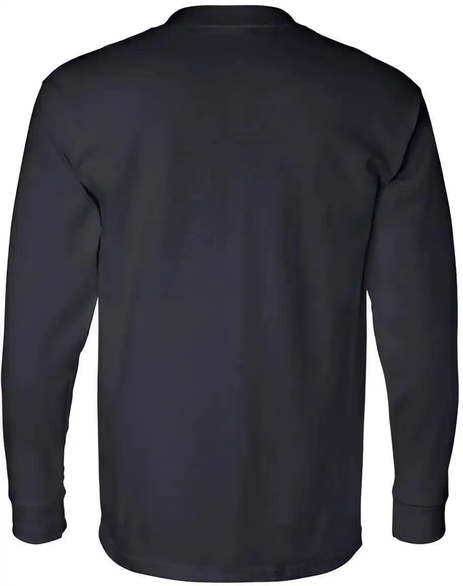 Bayside 8100 Usa Made Long Sleeve t Shirt with a Pocket Navy