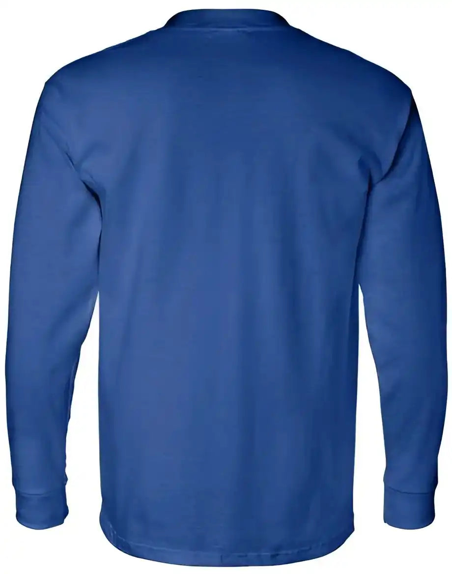 Bayside 8100 Usa Made Long Sleeve t Shirt with a Pocket Royal Blue