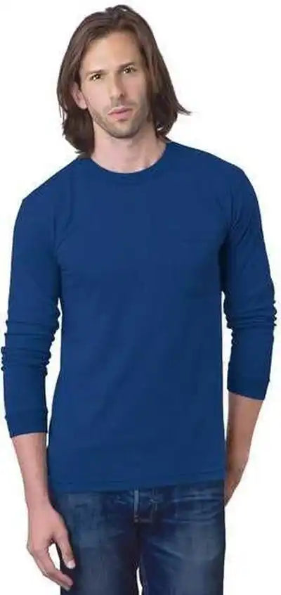 Bayside 8100 Usa Made Long Sleeve t Shirt with a Pocket Royal Blue
