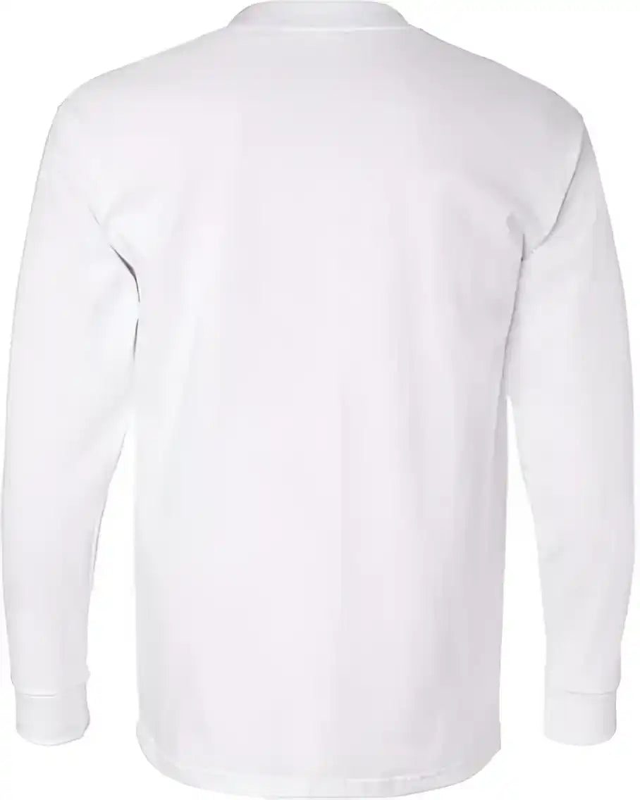 Bayside 8100 Usa Made Long Sleeve t Shirt with a Pocket White