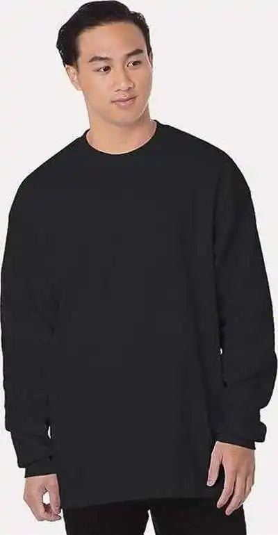Bayside 8205 Usa-made Heavyweight Waffle Knit Thermal - Black