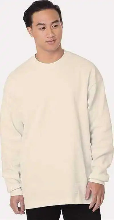 Bayside 8205 Usa-made Heavyweight Waffle Knit Thermal - Cream