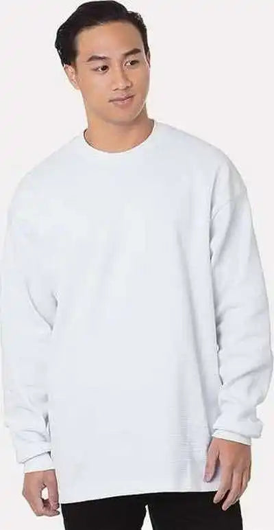 Bayside 8205 Usa Made Heavyweight Waffle Knit Thermal White