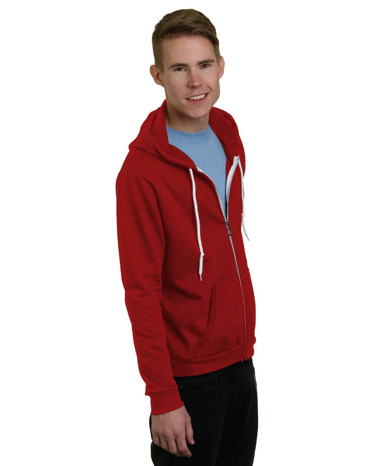 Bayside 875B USA-Made Full-Zip Fleece Hooded Sweatshirt - 875 - Cardinal