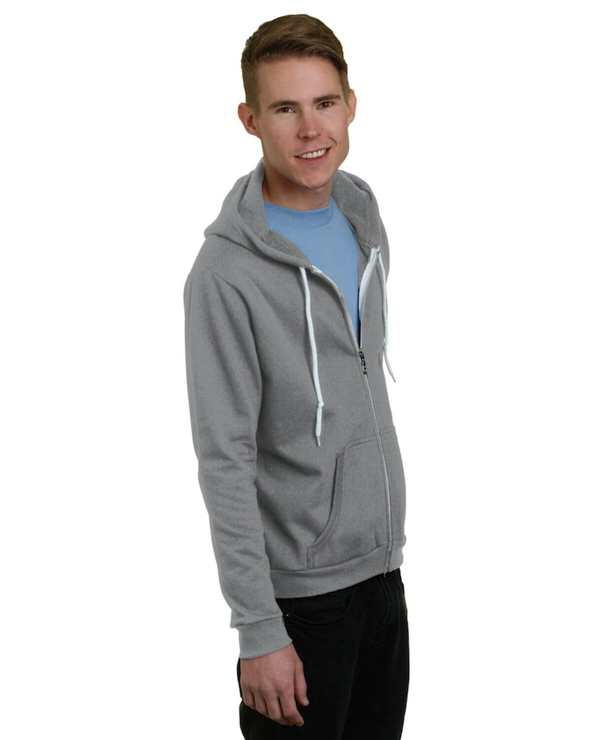 Bayside 875B USA-Made Full-Zip Fleece Hooded Sweatshirt - 875 - Dark Ash