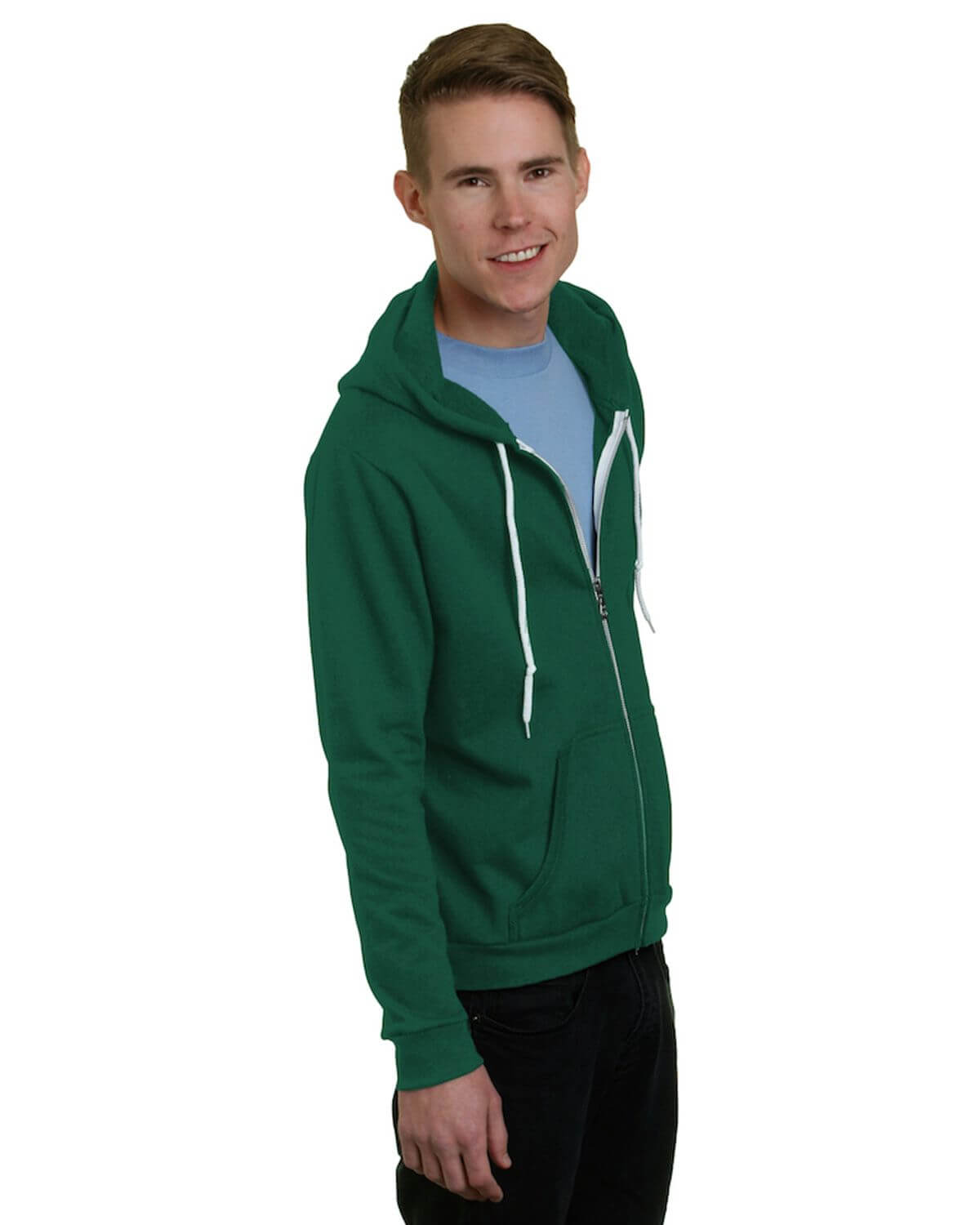 Bayside 875B USA-Made Full-Zip Fleece Hooded Sweatshirt - 875 - Hunter Green