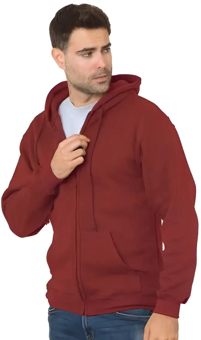 Bayside 900 Usa-made Full-zip Hooded Sweatshirt - Cardinal