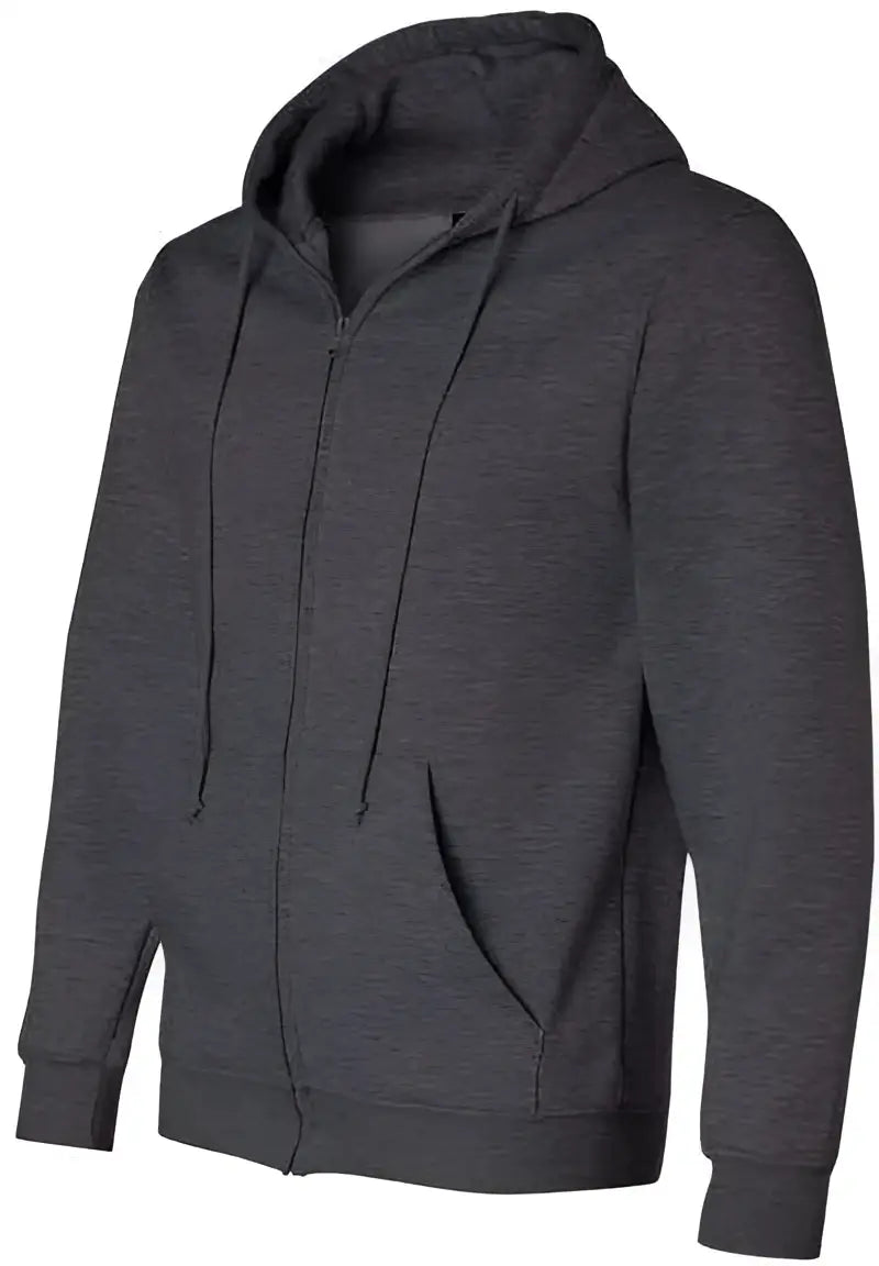 Bayside 900 Usa-made Full-zip Hooded Sweatshirt - Charcoal Heather