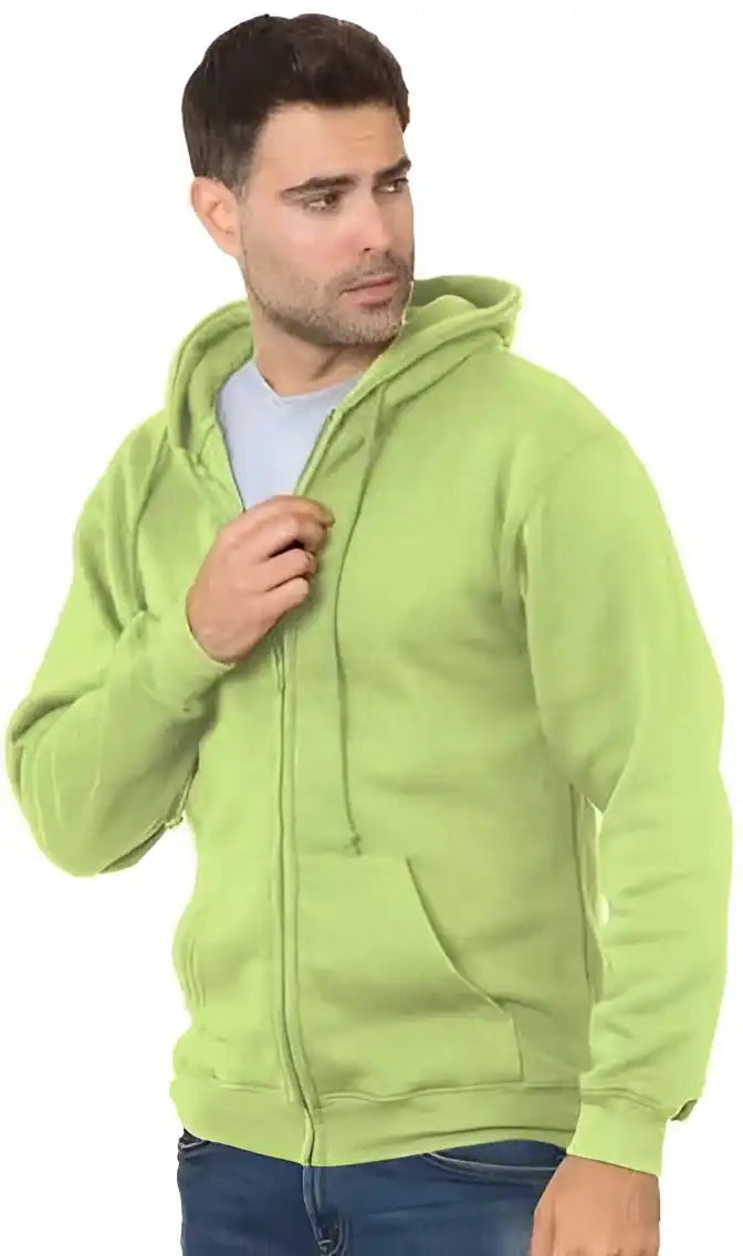 Bayside 900 Usa Made Full Zip Hooded Sweatshirt Lime Green