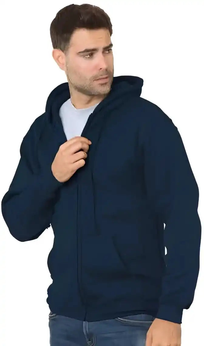 Bayside 900 Usa Made Full Zip Hooded Sweatshirt Navy
