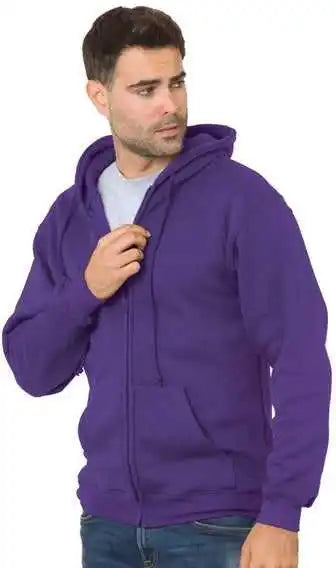 Bayside 900 Usa Made Full Zip Hooded Sweatshirt Purple