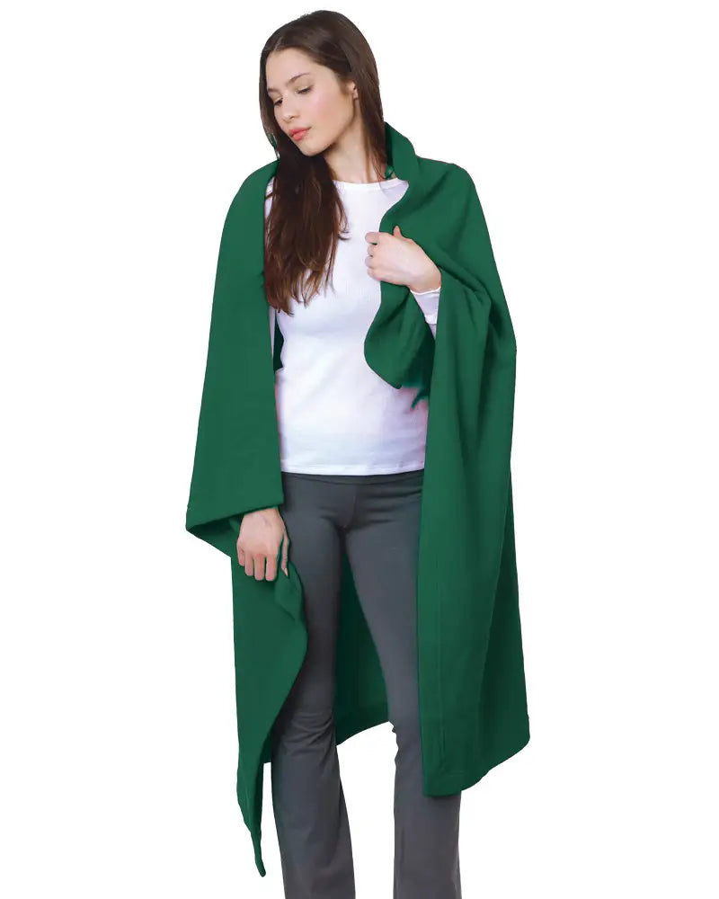 Bayside 9000b Usa-made Stadium Blanket Fleece - 9000 - Hunter Green - one Size Fits Most