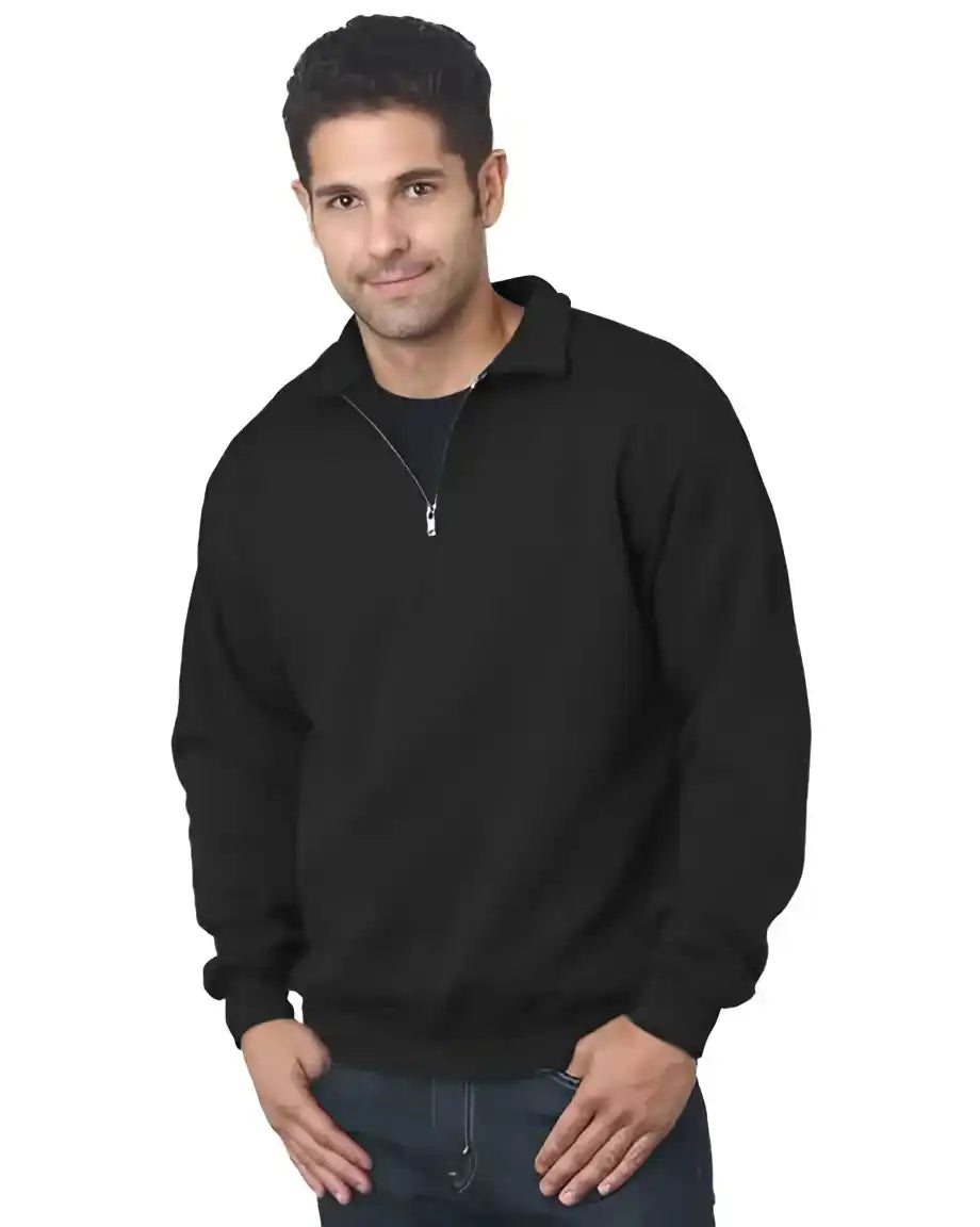 Bayside 920 Usa-made Quarter-zip Pullover Sweatshirt - Black