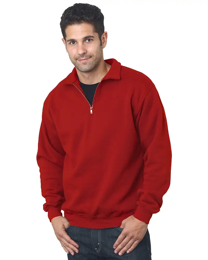 Bayside 920 Usa-made Quarter-zip Pullover Sweatshirt - Cardinal