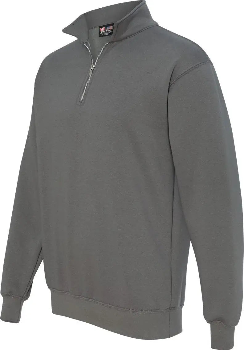 Bayside 920 Usa-made Quarter-zip Pullover Sweatshirt - Charcoal - Dark Gray / s
