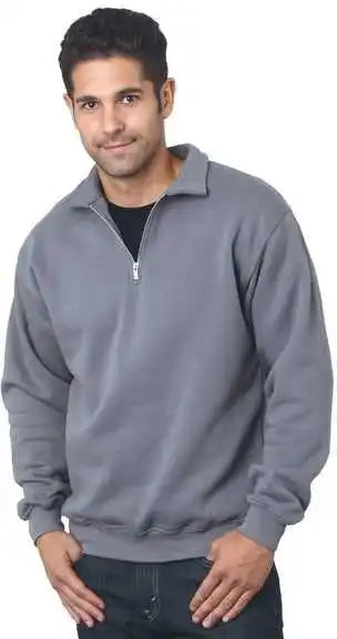 Bayside 920 Usa-made Quarter-zip Pullover Sweatshirt - Charcoal