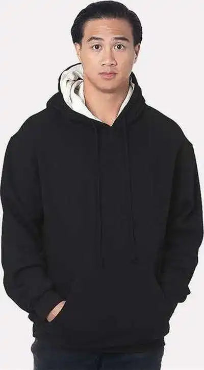 Bayside 930 Usa-made Super Heavy Thermal Lined Hooded Sweatshirt - Black Cream