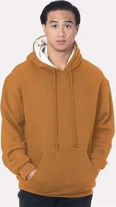Bayside 930 Usa-made Super Heavy Thermal Lined Hooded Sweatshirt - Caramel Brown Cream
