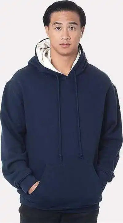 Bayside 930 Usa-made Super Heavy Thermal Lined Hooded Sweatshirt - Navy Cream