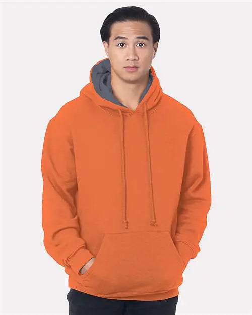 Bayside 930b Usa-made Super Heavy Thermal Lined Hooded Sweatshirt - 930 - Bright Orange Dark Gray - Orange/ / Adult m