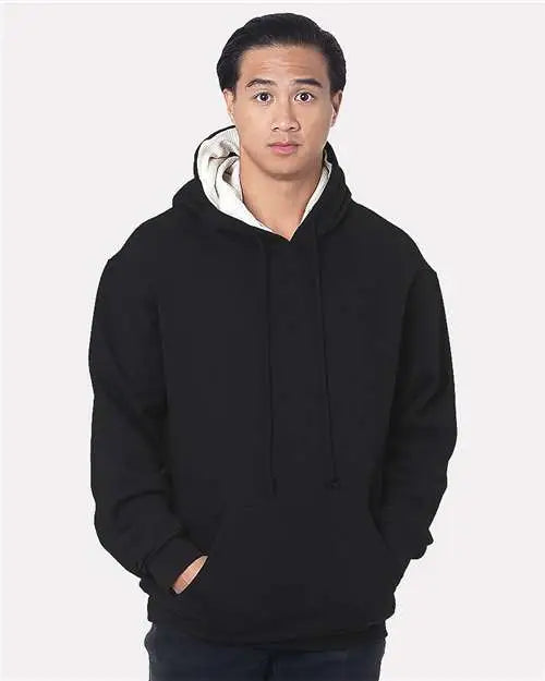 Bayside 930b Usa-made Super Heavy Thermal Lined Hooded Sweatshirt - 930 - Black Cream - Black/ / Adult m