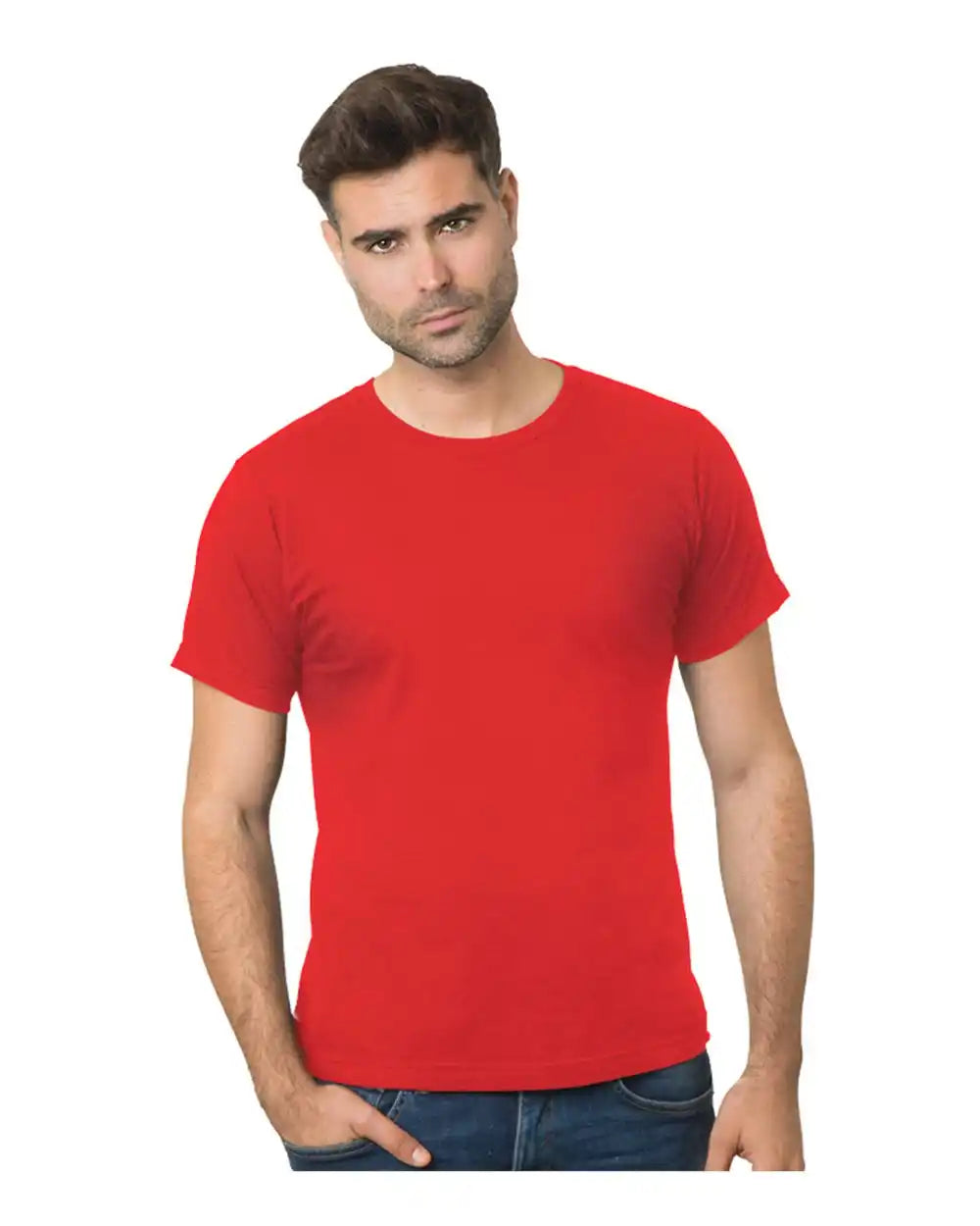 Bayside 9500b Fine Jersey T-shirt - 9500 - Red - Adult Xs