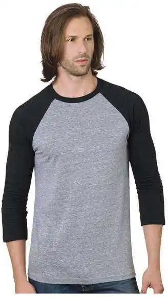 Bayside 9525 Triblend Three-quarter Sleeve Raglan Tee - Athletic Grey Black