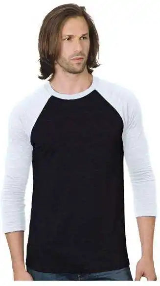 Bayside 9525 Triblend Three-quarter Sleeve Raglan Tee - Black White
