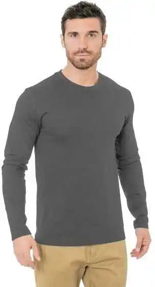 Bayside 9550 Unisex Fine Jersey Long Sleeve Crewneck T-shirt - Charcoal